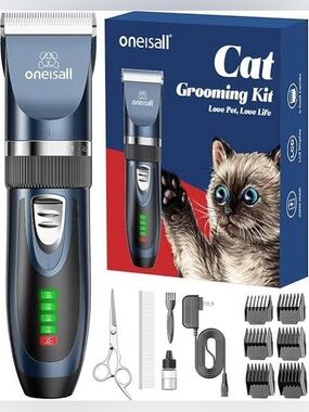 Oneisall Cat Grooming Kit - Blue Trimmer - Precision Hair Clipper
